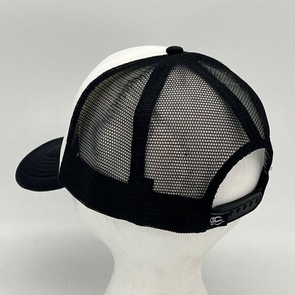 Smiley Face Trucker Hat Cap Mesh Back Black White Snap Back By Outdoor Cap - Picture 8 of 13